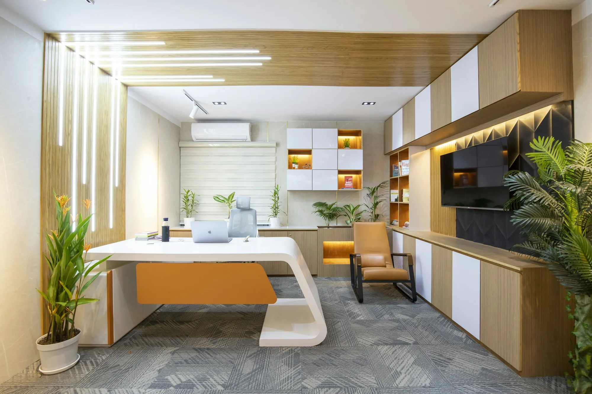 Bright reception desk in a modern office